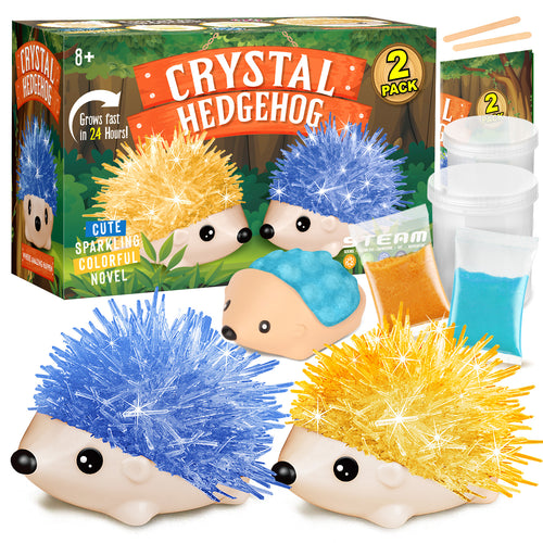 Crystal Growing Kit - 2 Vibrant Hedgehogs Fast 24H, STEM Gift for Kids 6-12