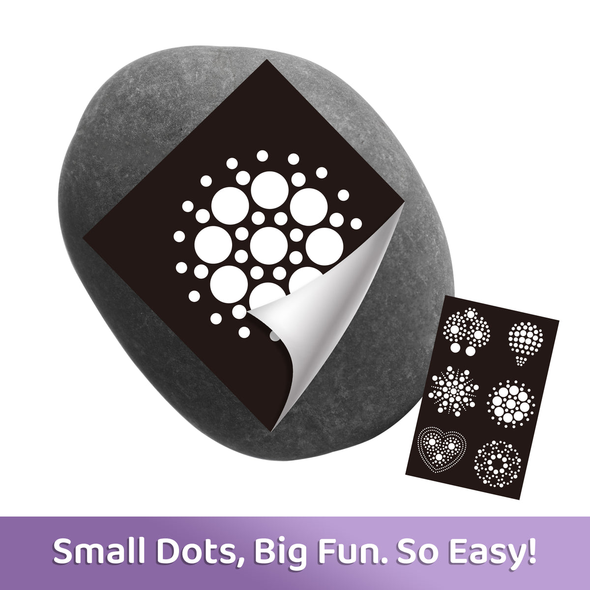 Piano Potato Mandala Rock Painting Kit, 10 Rocks & 6 Colors
