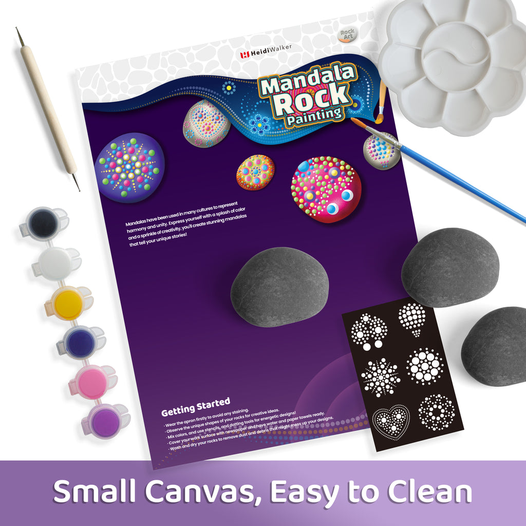 Piano Potato Mandala Rock Painting Kit, 10 Rocks & 6 Colors