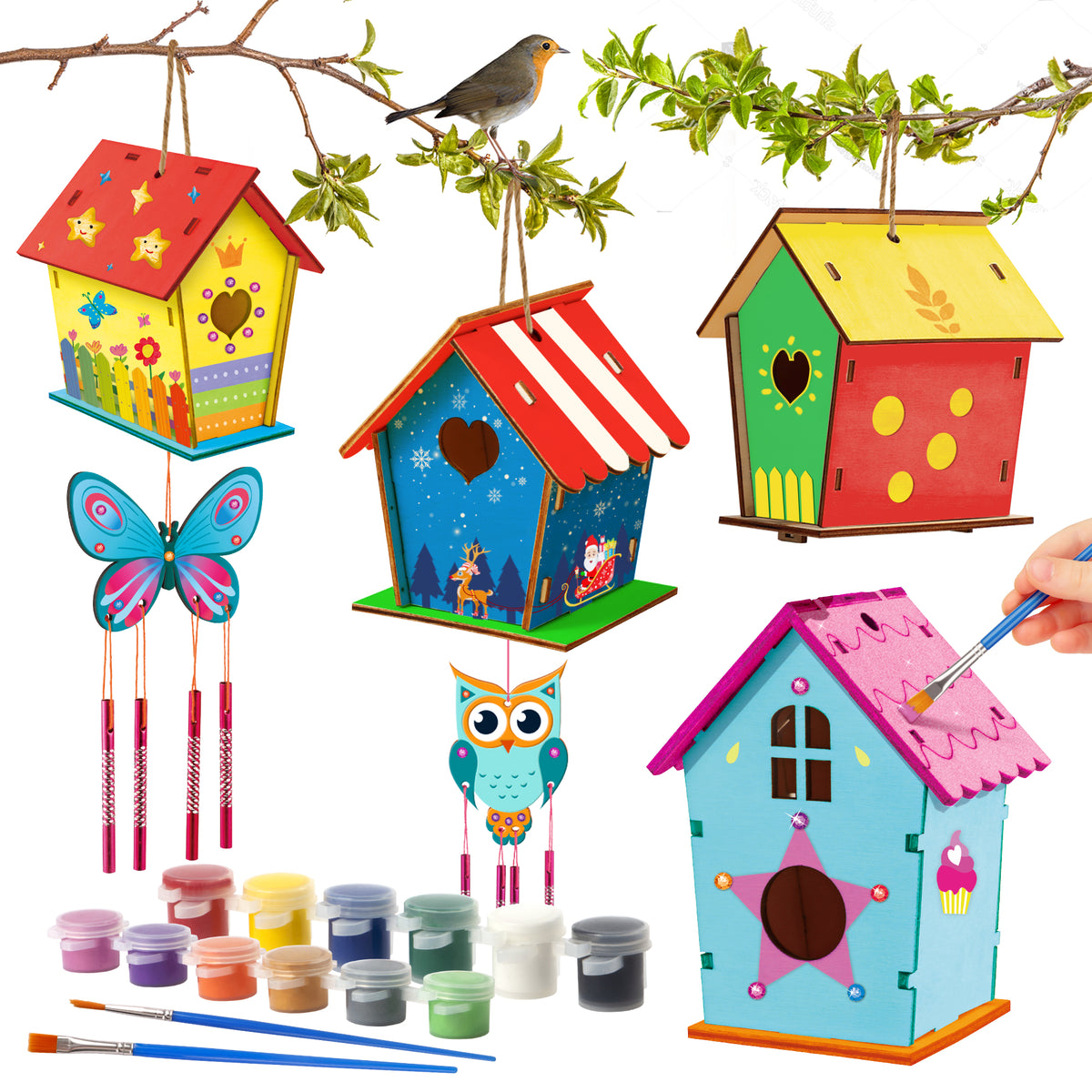 Bird House & Wind Chime Build and Paint Kit