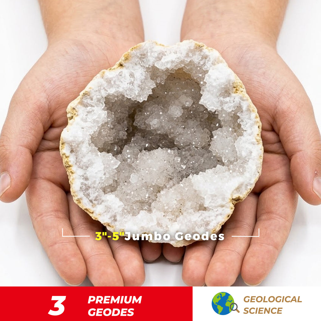 Break Open 3 Jumbo Geodes, Science Gift for Kids Ages 8-12