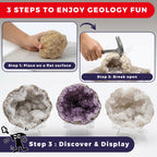 Break Open 3 Jumbo Geodes, Science Gift for Kids Ages 8-12