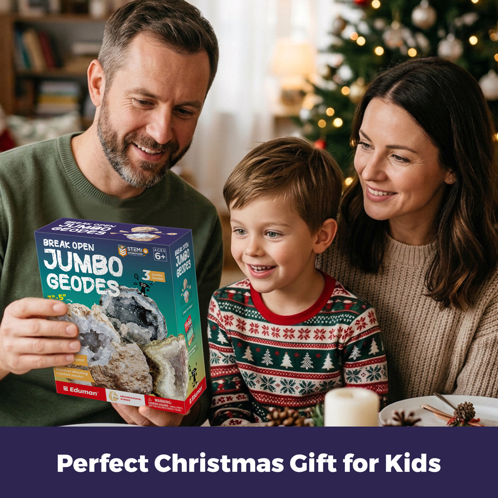 Break Open 3 Jumbo Geodes, Science Gift for Kids Ages 8-12