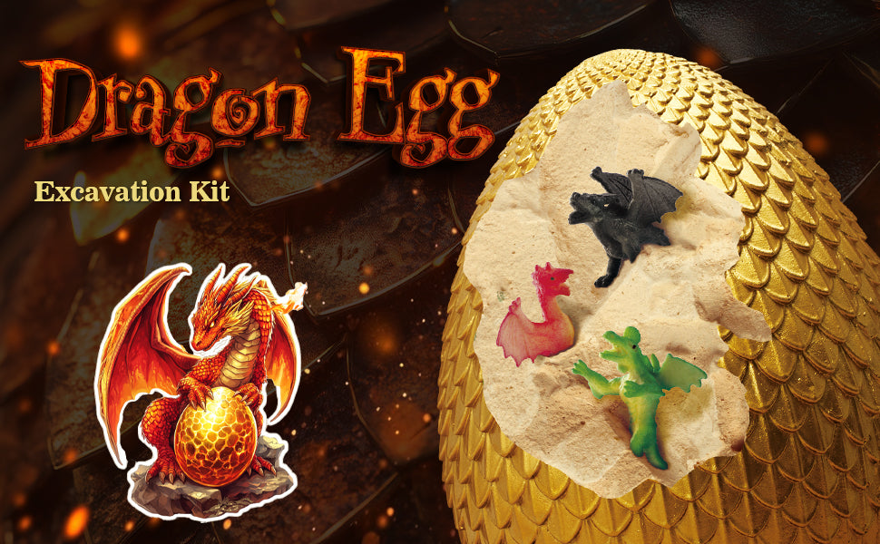 Gamerside Jumbo Dragon Dig Kit, 12 Unique Dragon Toys for Kids 6-12