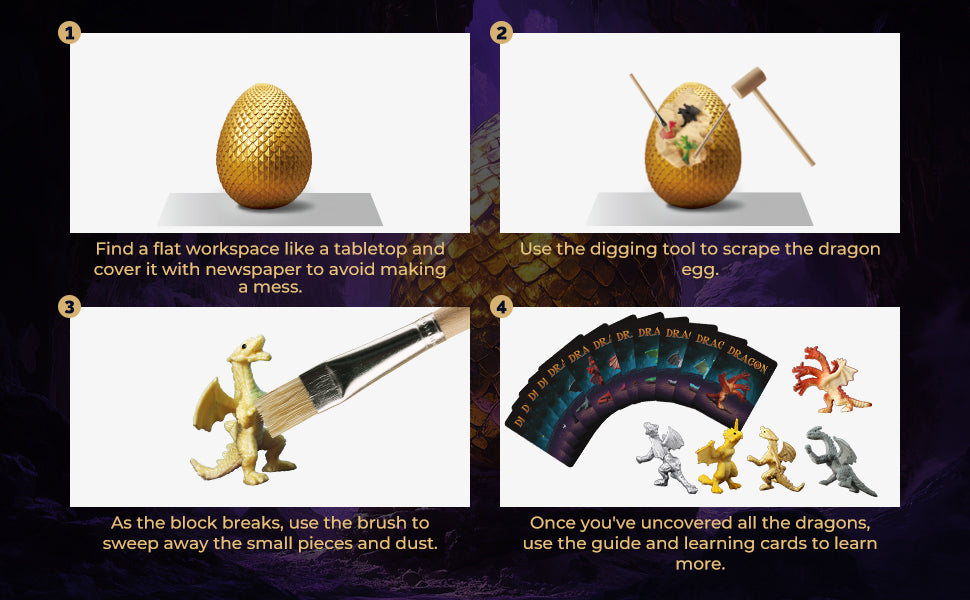 Gamerside Jumbo Dragon Dig Kit, 12 Unique Dragon Toys for Kids 6-12