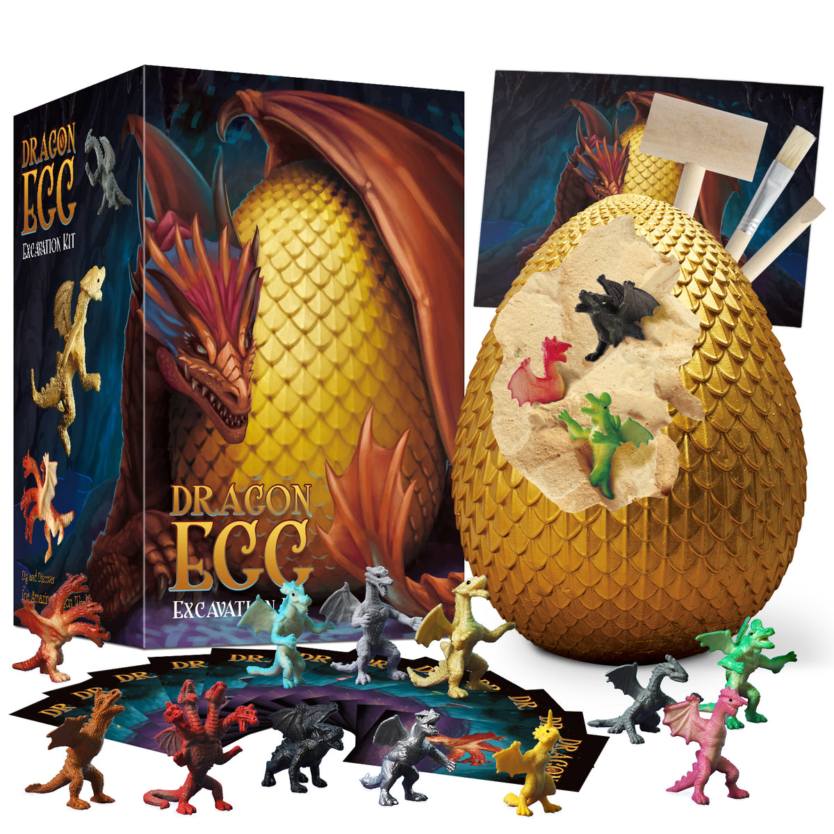 Gamerside Jumbo Dragon Dig Kit, 12 Unique Dragon Toys for Kids 6-12