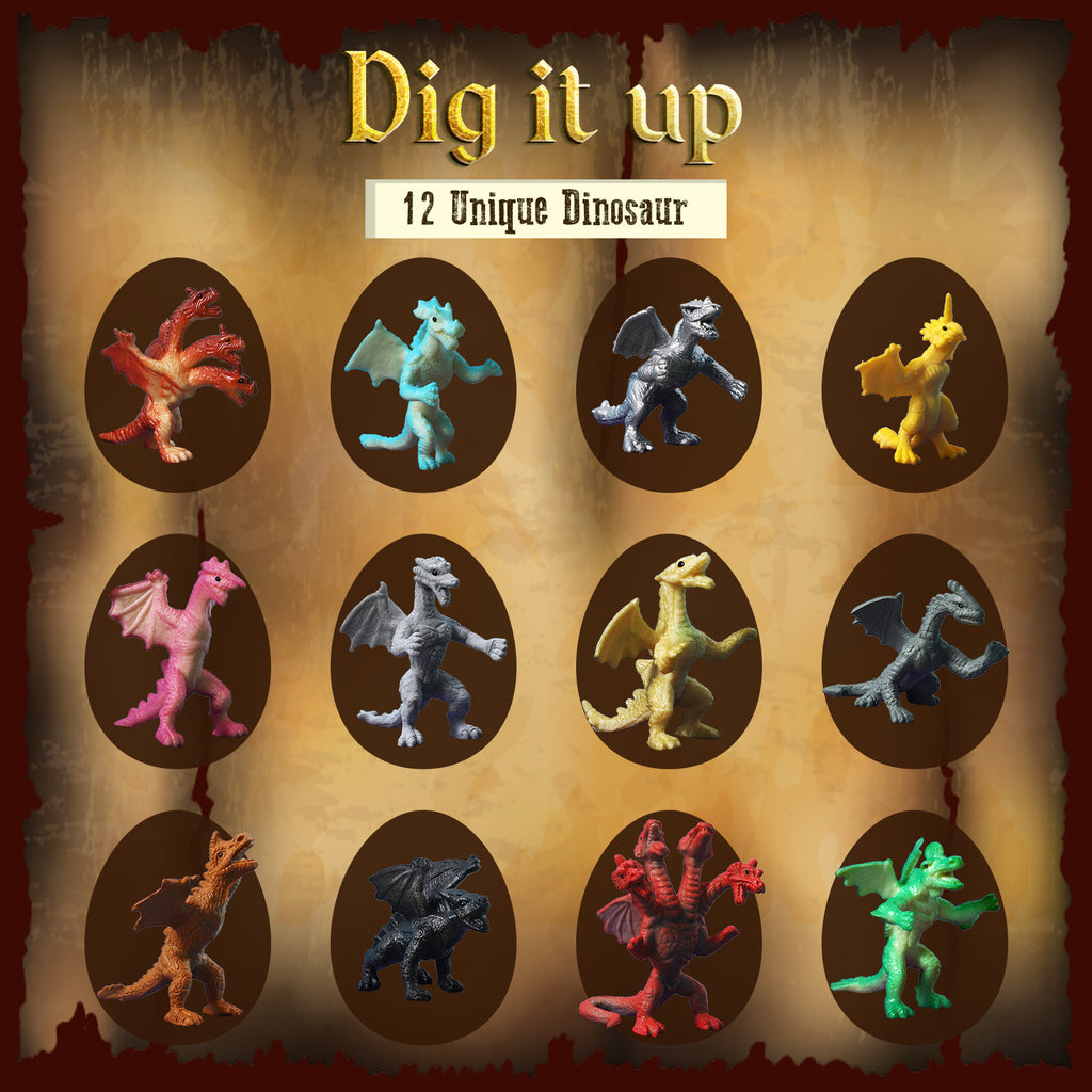 Gamerside Jumbo Dragon Dig Kit, 12 Unique Dragon Toys for Kids 6-12