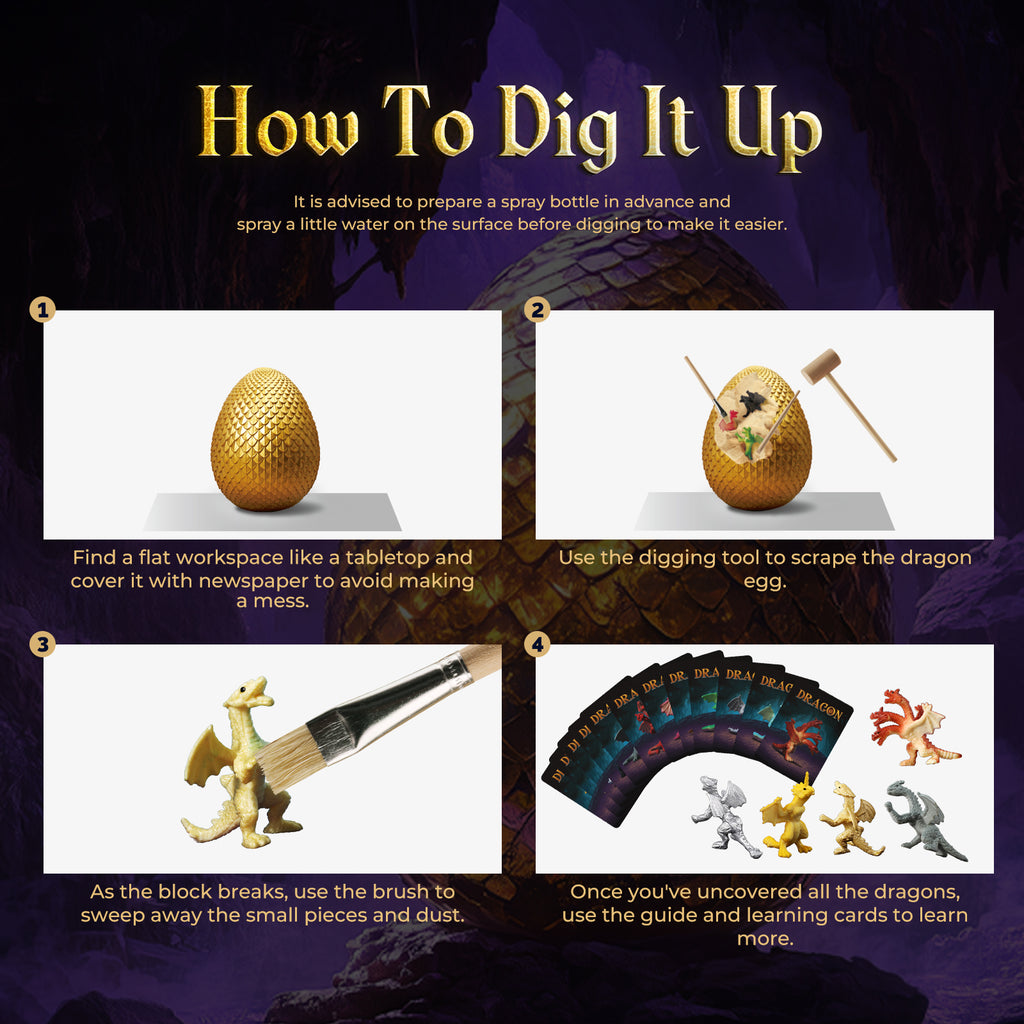 Gamerside Jumbo Dragon Dig Kit, 12 Unique Dragon Toys for Kids 6-12
