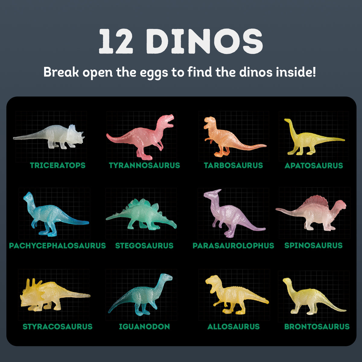 Glow-in-the-Dark Dinos Dig Kit – 12 Eggs