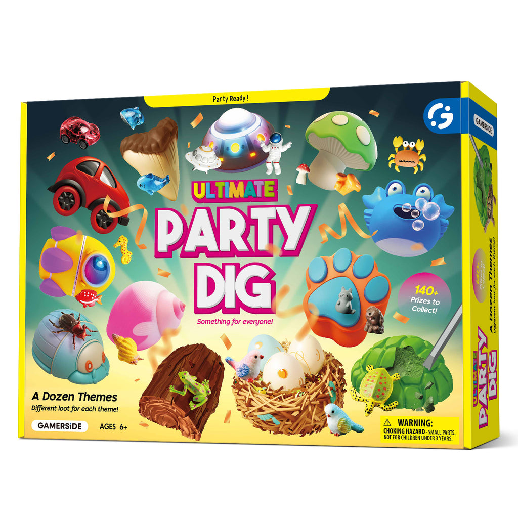 Ultimate Party Dig Kit & Sensory Dino Eggs Bundle, STEM Excavation & Dinosaur Egg Dig Toys for Kids Ages 6+, 140+ Treasures & 12 Dino Surprise Eggs