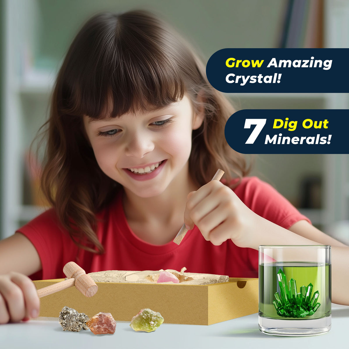 Crystal Mining STEM Dig Kit – 7 Minerals