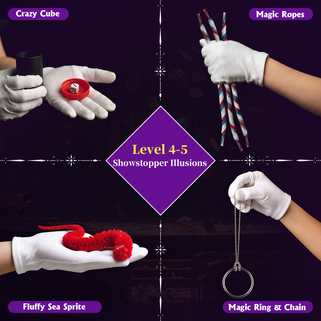 Gamerside Magic Kit for Kids Ages 6-12, 150+ Tricks with Book & Video Step-By-Step Guides, 5-Level Magic Progression, Wand, Cups, Coins & More, Birthday Christmas for Boys & Girls