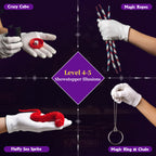 Gamerside Magic Kit for Kids Ages 6-12, 150+ Tricks with Book & Video Step-By-Step Guides, 5-Level Magic Progression, Wand, Cups, Coins & More, Birthday Christmas for Boys & Girls