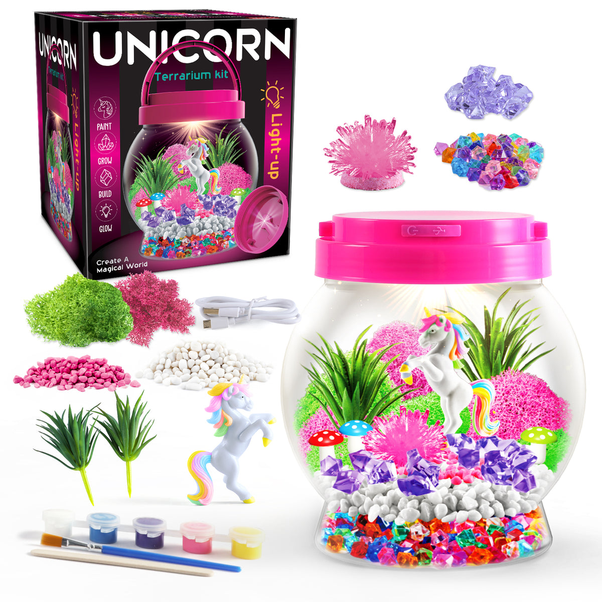 Unicorn Light-Up Terrarium Kit – Paint, Build & Glow