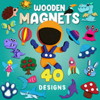 Byncceh DIY Wooden Magnets Kit, 40 Pcs Glow Paint, Magnet Craft for Kids 6+