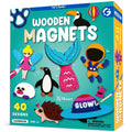 Byncceh DIY Wooden Magnets Kit, 40 Pcs Glow Paint, Magnet Craft for Kids 6+