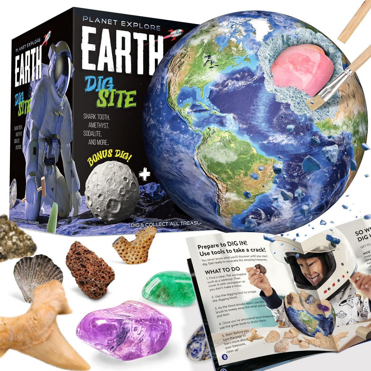 Piano Potato Earth Gemstone Excavation Kit for Kids - Earth & Moon STEM Dig Set