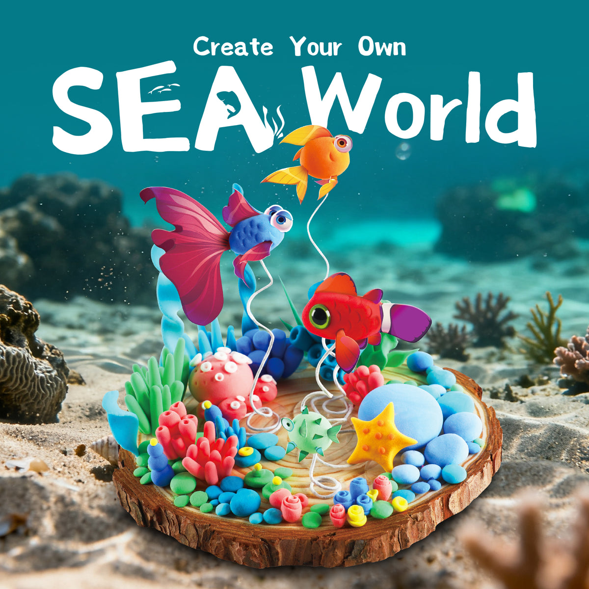 Create Your Own Sea World Clay Craft Kit – 7 Colors & 10 Fish Shapes