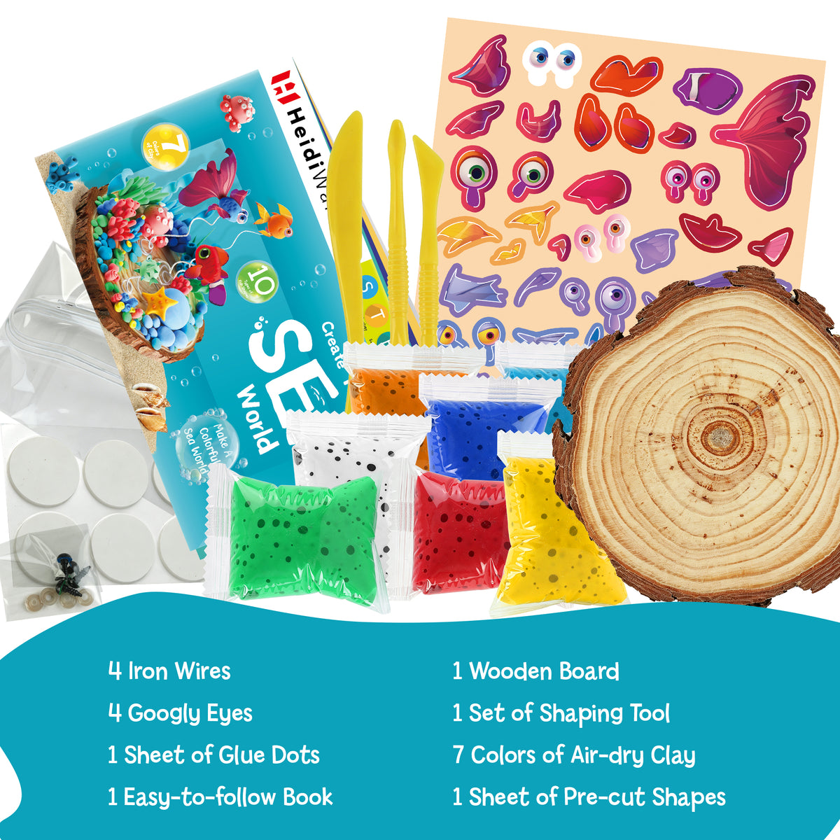 Create Your Own Sea World Clay Craft Kit – 7 Colors & 10 Fish Shapes