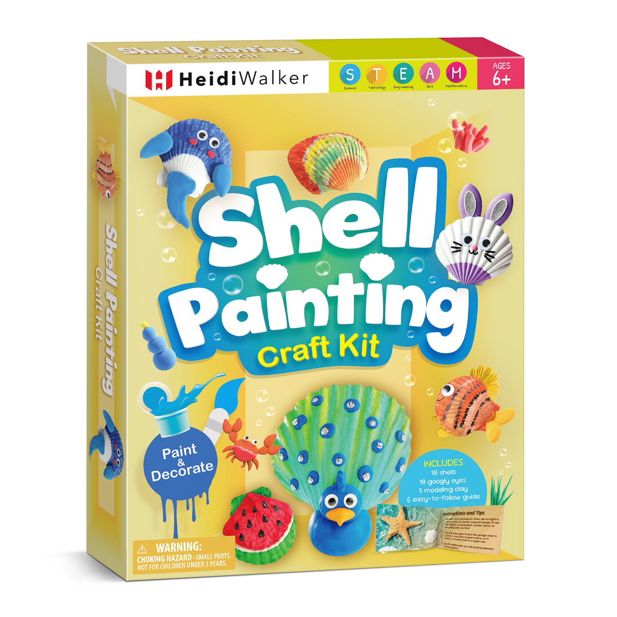 Shell Painting Craft Kit – Paint & Decorate 10 Seashells for Kids