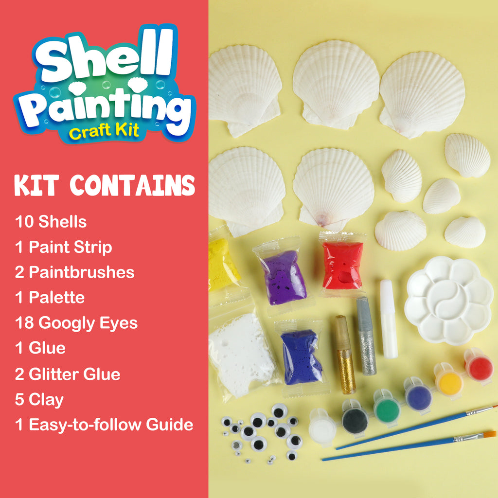 Shell Painting Craft Kit – Paint & Decorate 10 Seashells for Kids