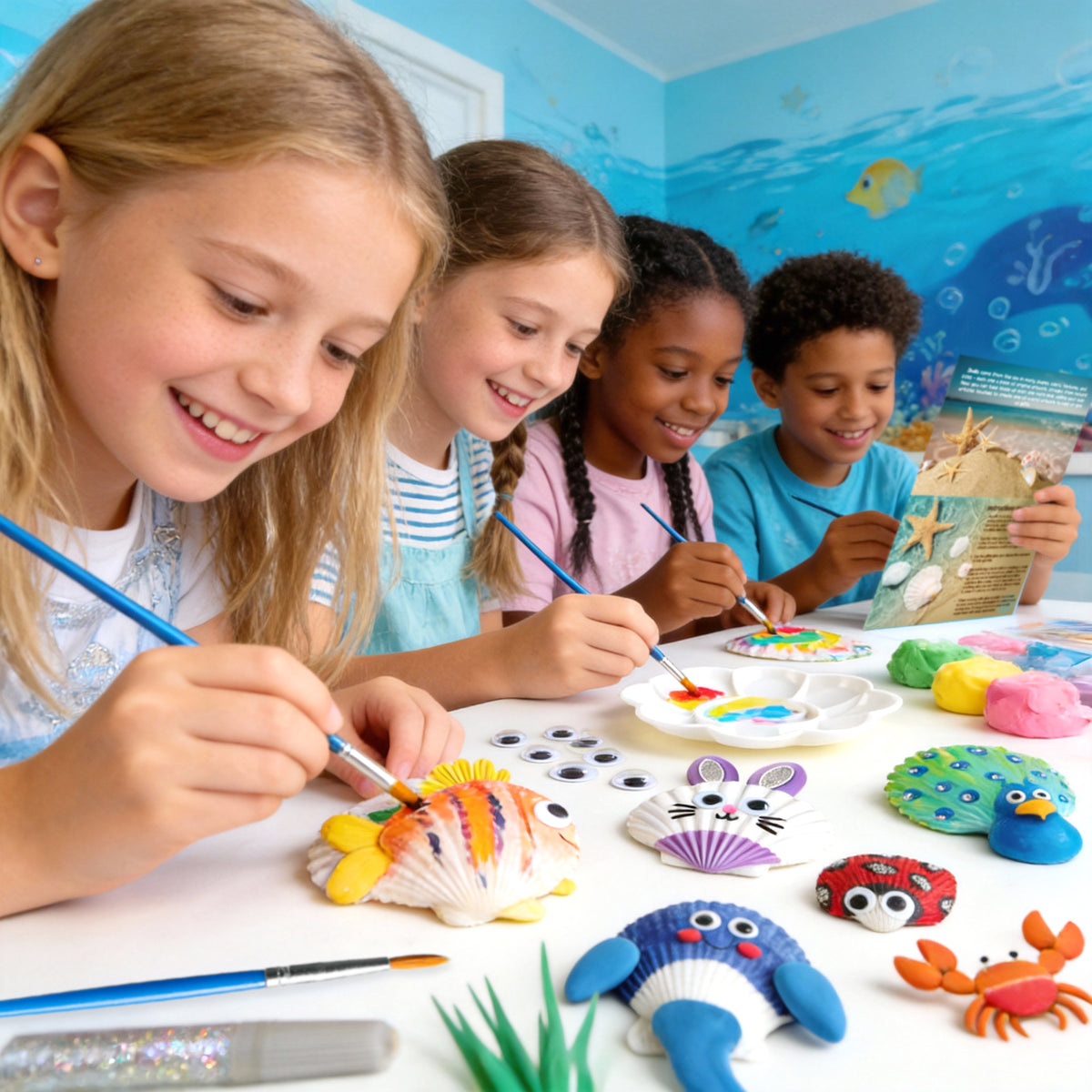 Shell Painting Craft Kit – Paint & Decorate 10 Seashells for Kids