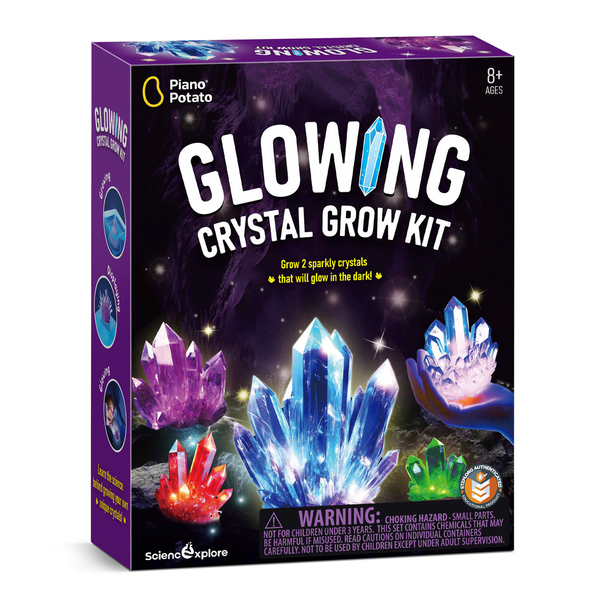 Piano Potato Glowing Crystal Grow Kit – Grow 2 Glow-in-the-Dark Crystals