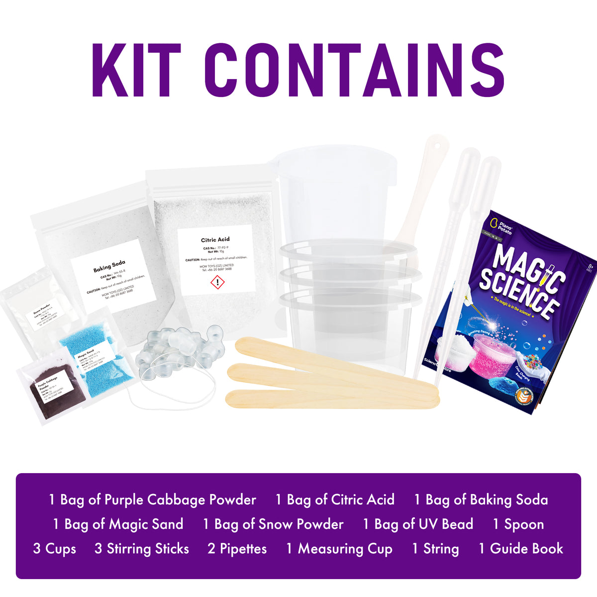 Piano Potato Magic Science Kit – 5 Color-Changing & Fizzing STEM Experiments