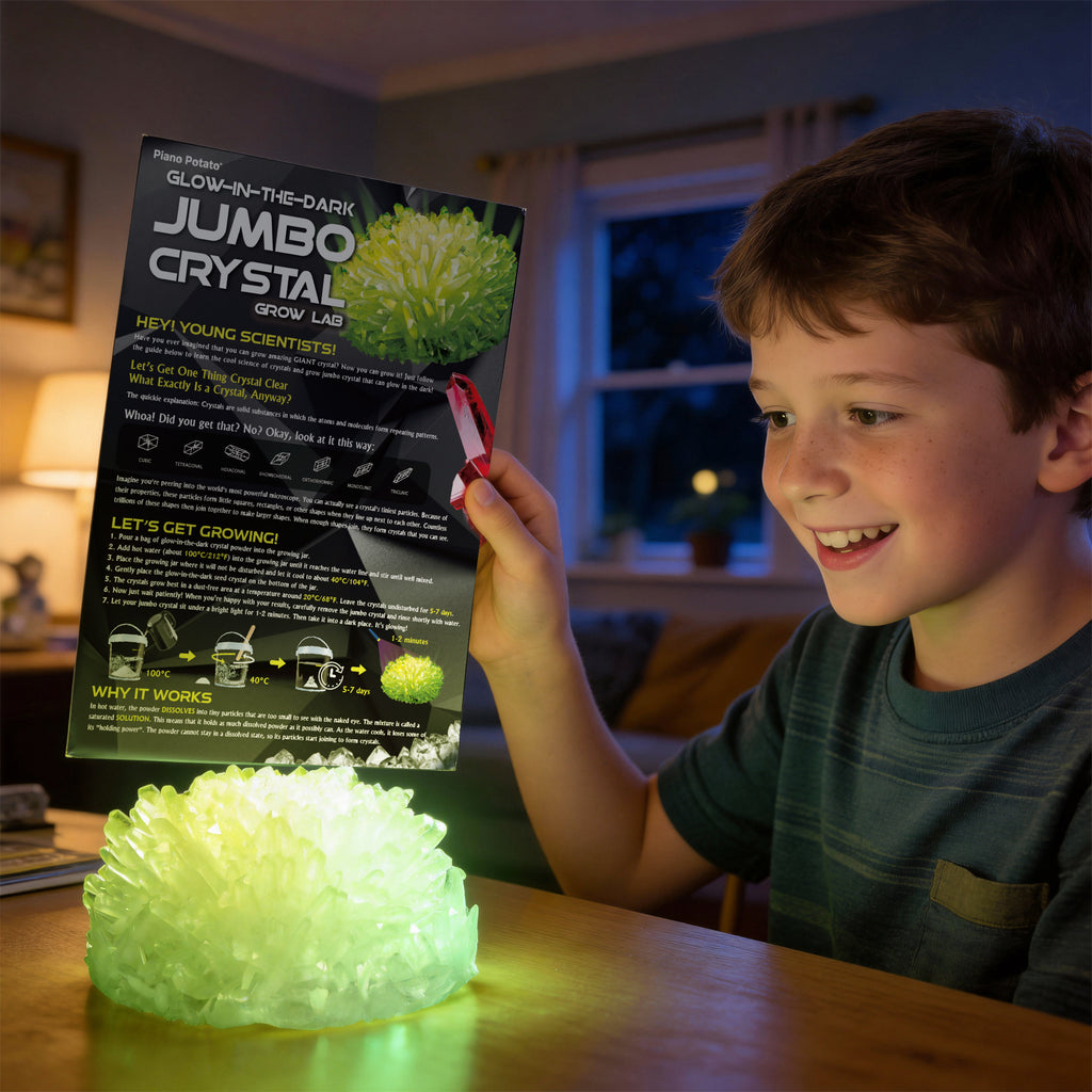 Piano Potato Jumbo Glow-in-the-Dark Crystal Growing Kit – Giant 3-Inch STEM Science Experiment