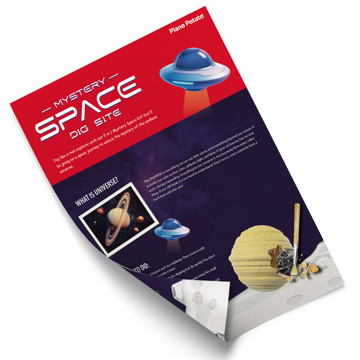 Piano Potato Mystery Space Dig Kit – 5-in-1 Cosmic Treasure Discovery STEM Toy