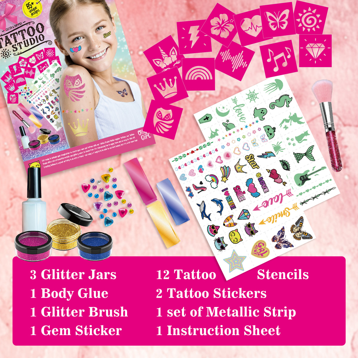 OllyGirl Glitter & Shimmer Tattoo Studio – 85+ Designs