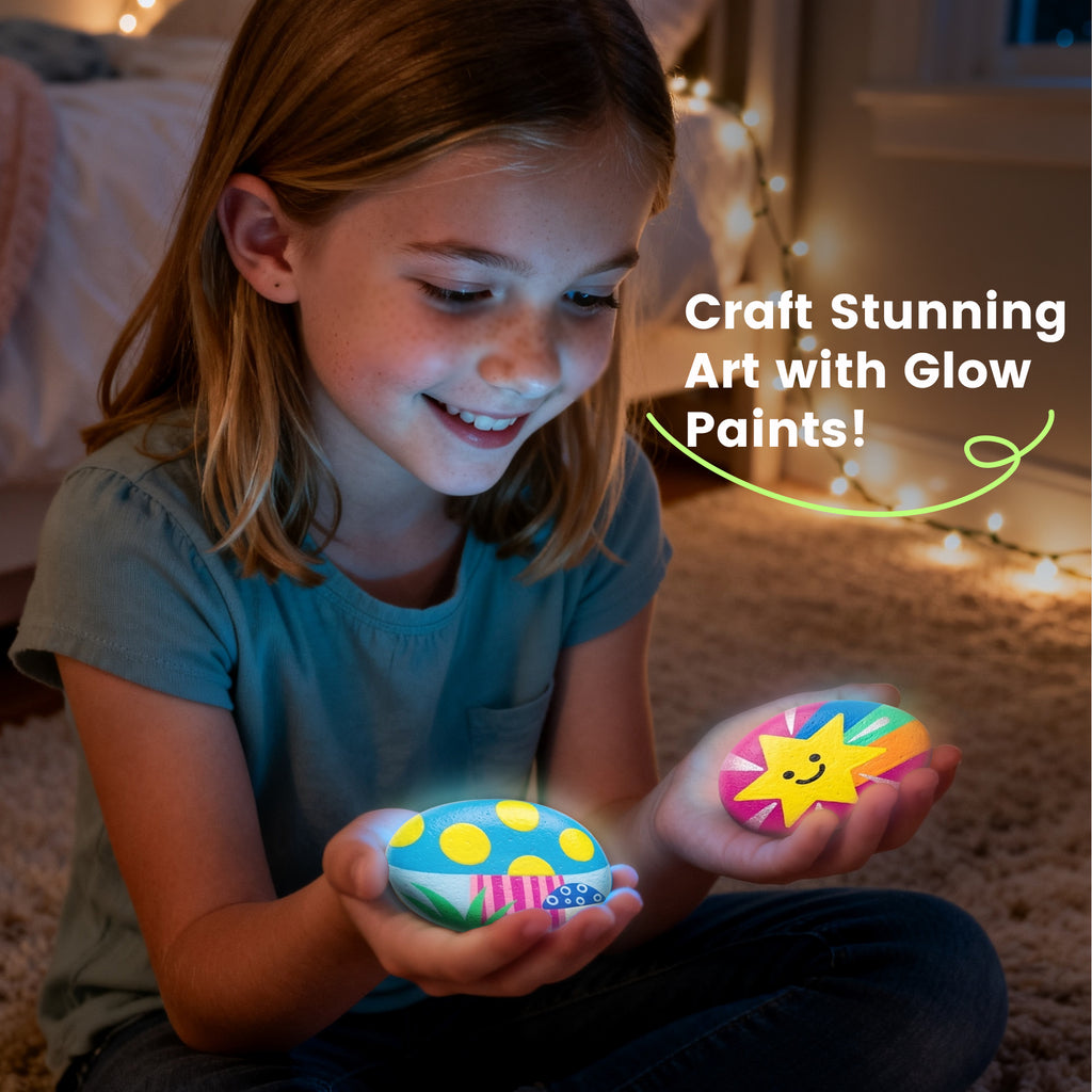 HeidiWalker Glow-in-the-Dark Rock Painting Kit – Kids Arts & Crafts Set