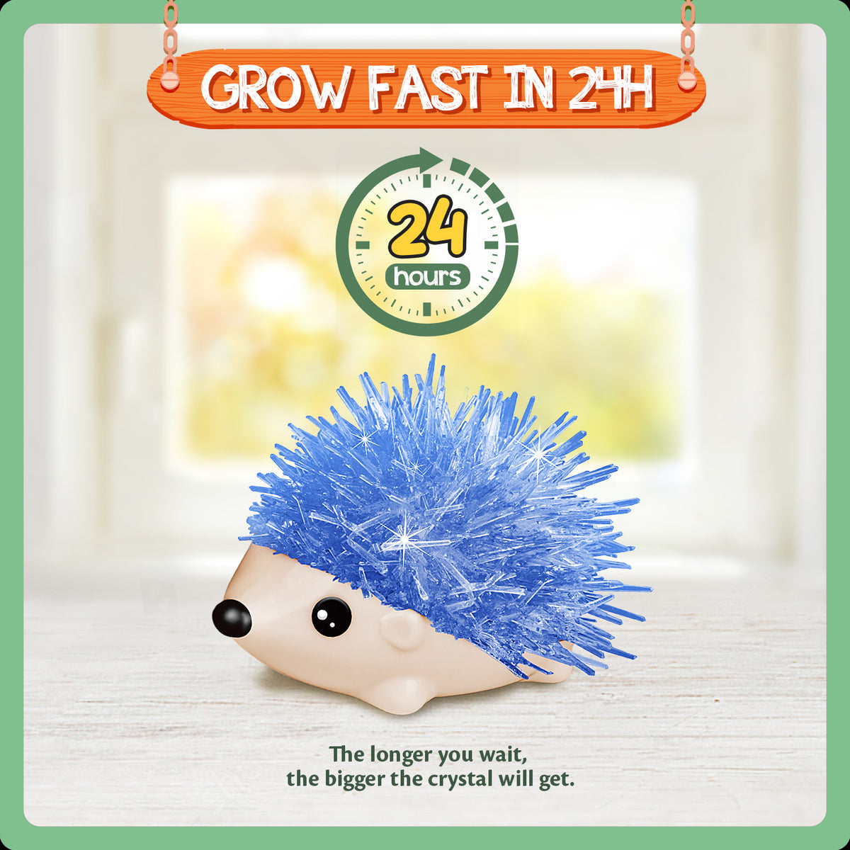 Crystal Growing Kit - 2 Vibrant Hedgehogs Fast 24H, STEM Gift for Kids 6-12