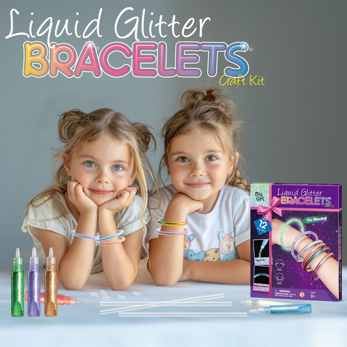 OllyGirl Liquid Glitter Bracelets Craft Kit – Make 12 Bracelets