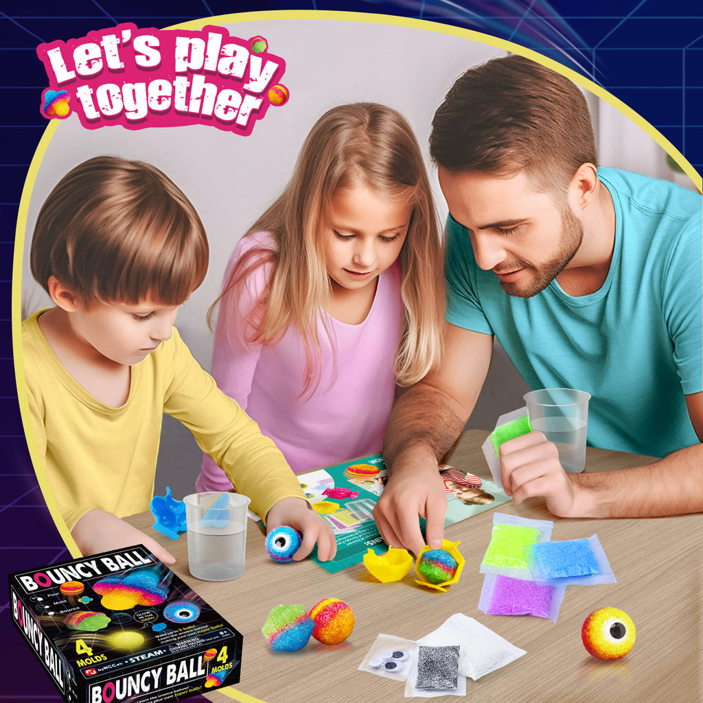 Gamerside DIY Glow Bouncy Ball Making Kit - 5 Colors & 4 Molds