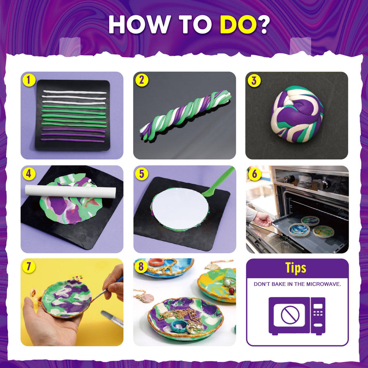 Clay Jewelry Dish Craft Kit – Make 3 Colorful Bowls