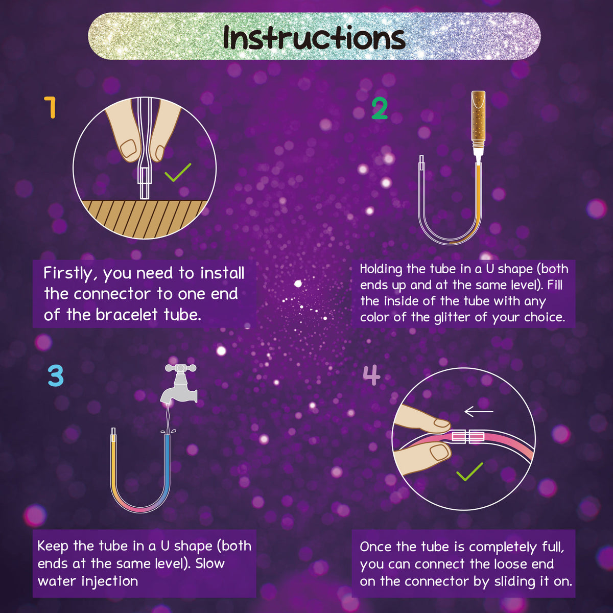 OllyGirl Liquid Glitter Bracelets Craft Kit – Make 12 Bracelets