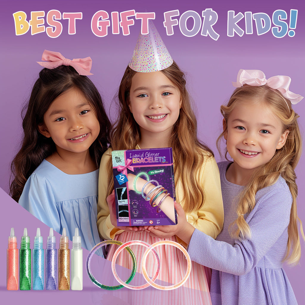 OllyGirl Liquid Glitter Bracelets Craft Kit – Make 12 Bracelets