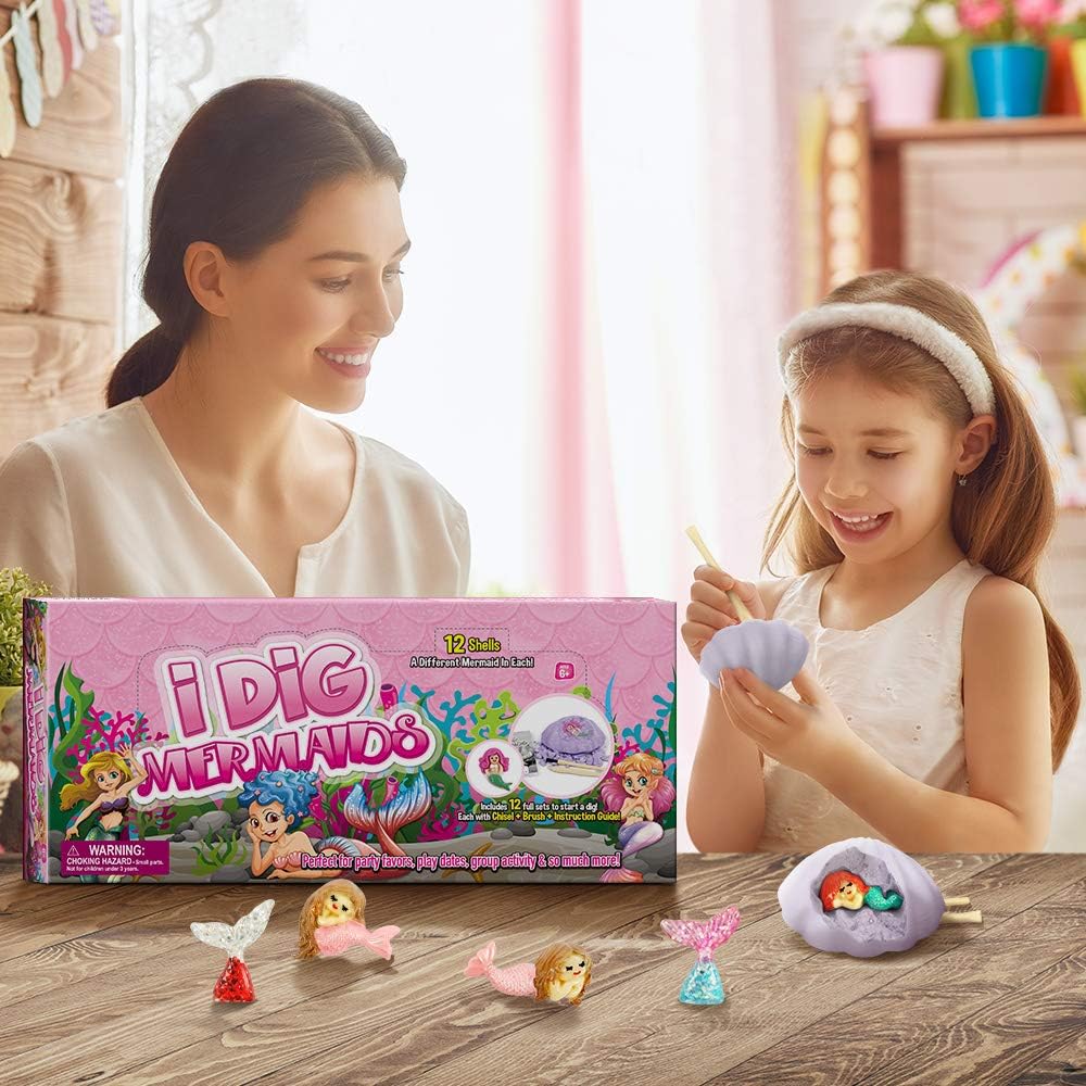Gamerside Mermaid Digging Kit - 12 Mermaid Treasure Excavation Sets