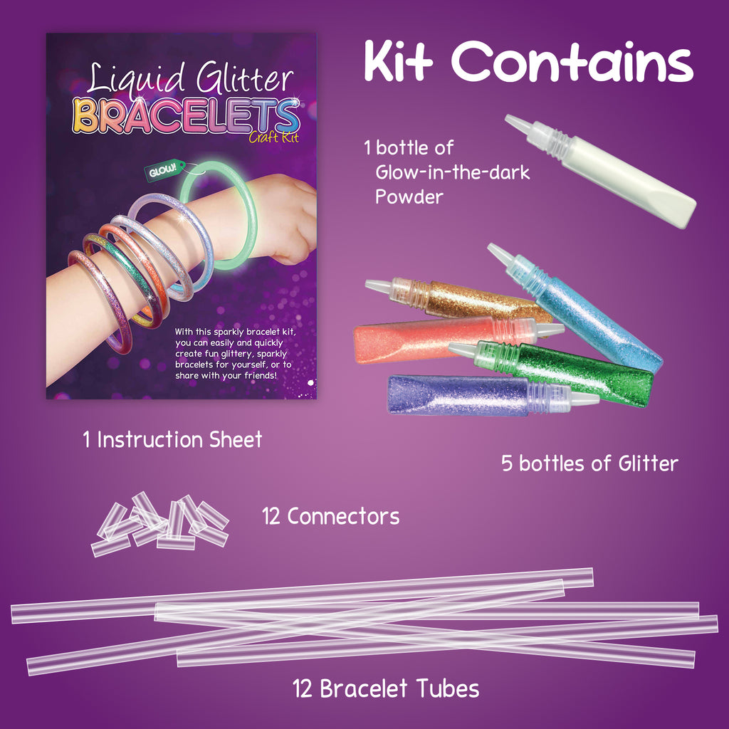 OllyGirl Liquid Glitter Bracelets Craft Kit – Make 12 Bracelets