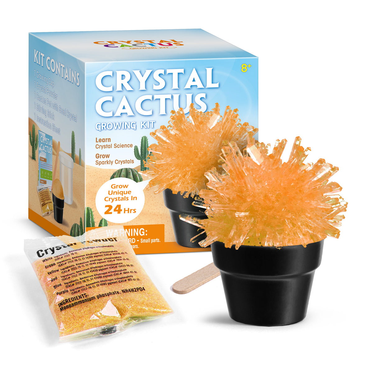 Piano Potato Crystal Cactus Growing Kit – Orange Crystals, Ages 8+