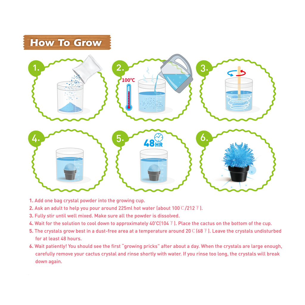 Piano Potato Crystal Cactus Growing Kit – Clear Crystals, Ages 8+