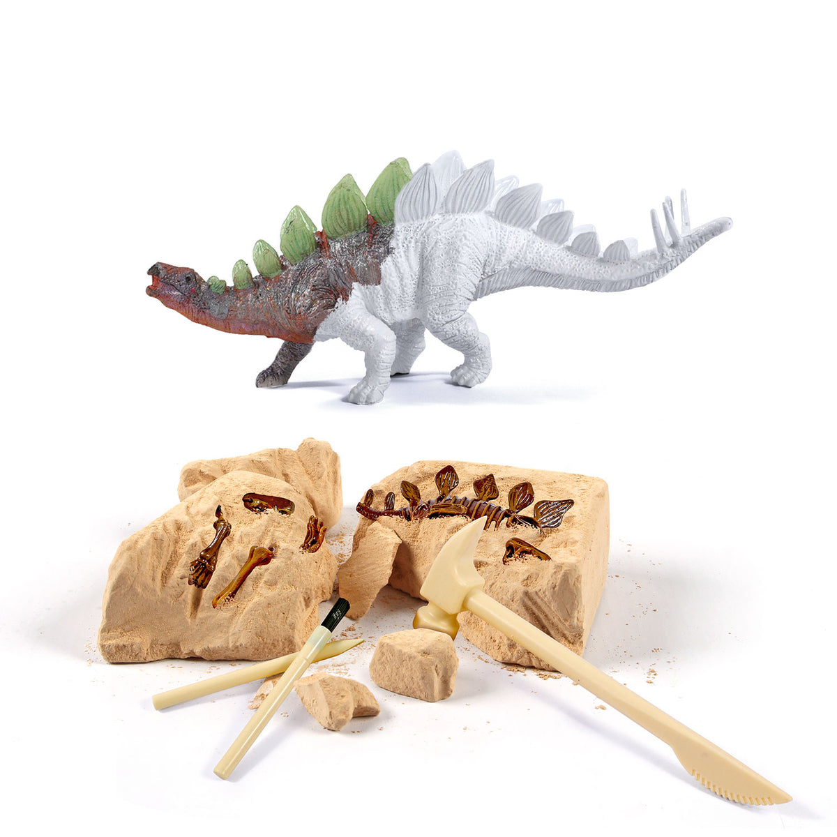 Piano Potato Stegosaurus Dinosaur Dig & Paint Kit – 2-in-1 Excavation Activity