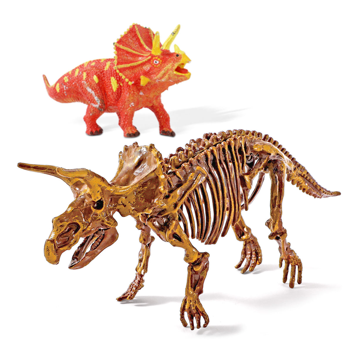 Dinosaur Triceratops Fossil Digging Kit for Kids 6+, 2-in-1 Dig & Build Educational Toy, Excavation Adventure with Paintable Model, Complete Paleontology Gift Set