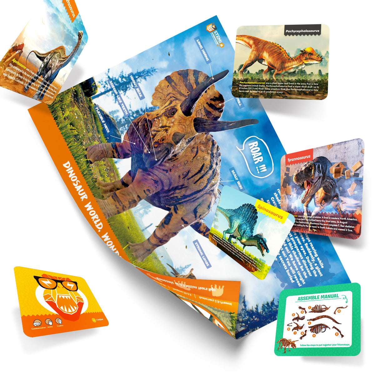 Dinosaur Triceratops Fossil Digging Kit for Kids 6+, 2-in-1 Dig & Build Educational Toy, Excavation Adventure with Paintable Model, Complete Paleontology Gift Set