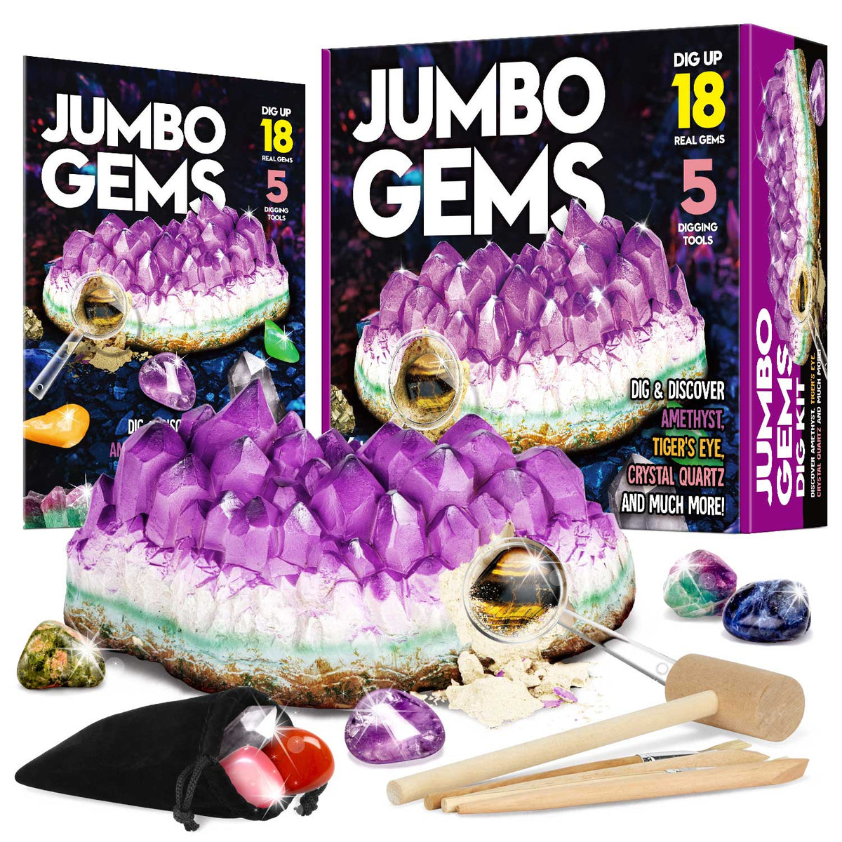 Jumbo Gems Dig Kit – 18 Real Gems