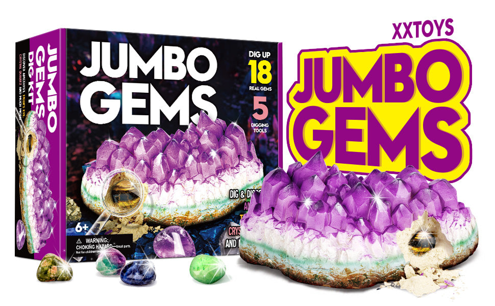 Jumbo Gems Dig Kit – 18 Real Gems