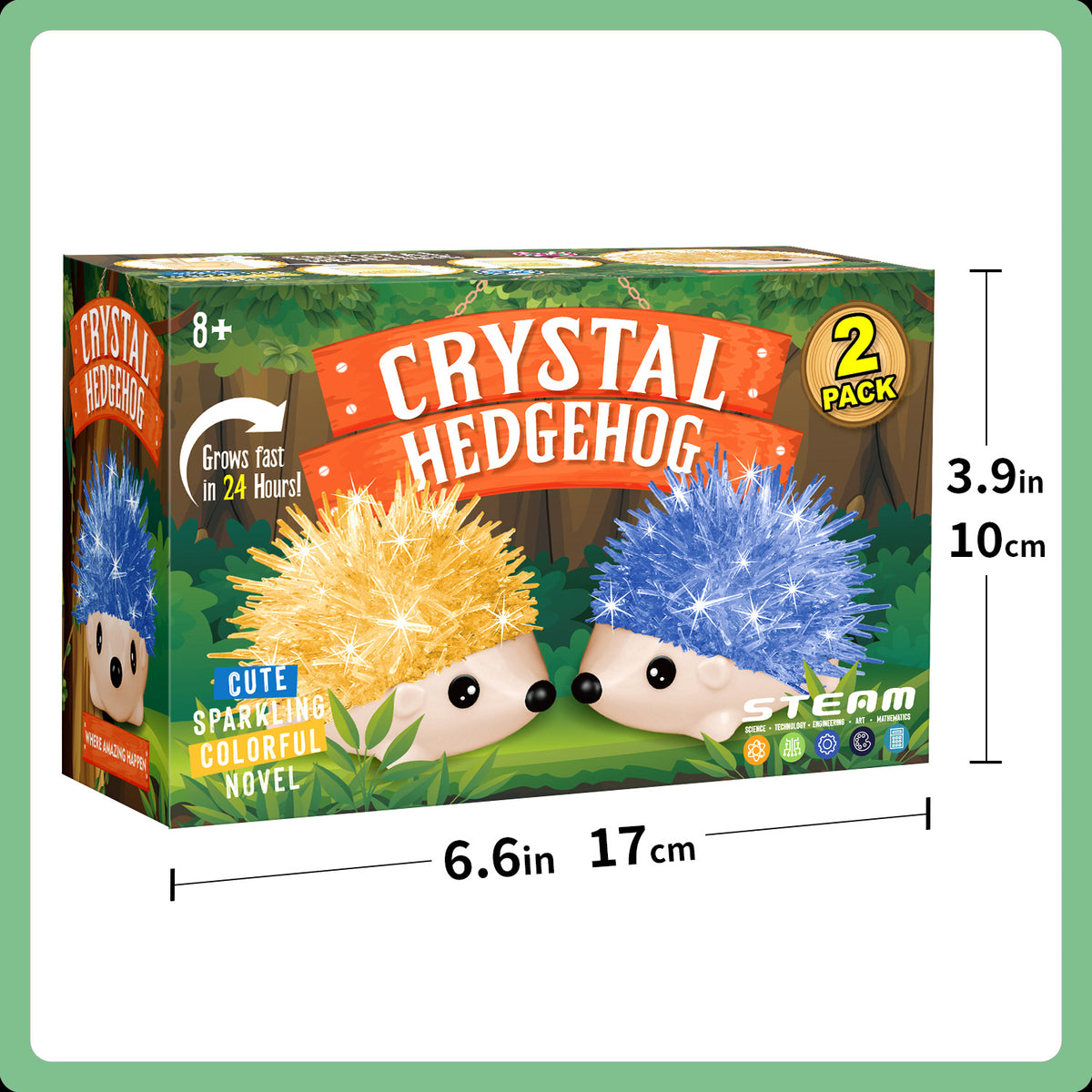 Crystal Growing Kit - 2 Vibrant Hedgehogs Fast 24H, STEM Gift for Kids 6-12