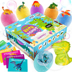 Dino Bath Bombs for Kids – 6 Egg Fizz Bombs + T-Rex Bonus