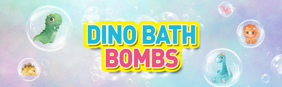 Dino Bath Bombs for Kids – 6 Egg Fizz Bombs + T-Rex Bonus
